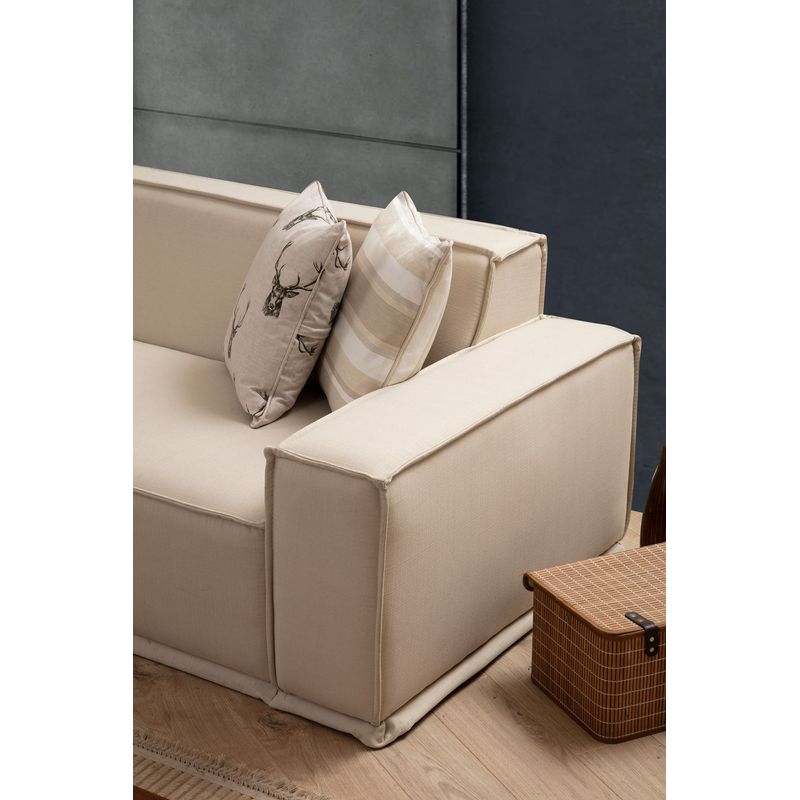 Casa si Gradina - Mobilier - Canapele si coltare - Coltare - Coltar, Hanah Home, material textil, crem, 167x272x100 cm - Infinity.ro
