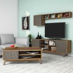 Casa si Gradina - Mobilier - Seturi de mobilier - Seturi living - Set mobilier living, Hanah Home, pal melaminat, nuc si albastru, multiple piese - Infinity.ro