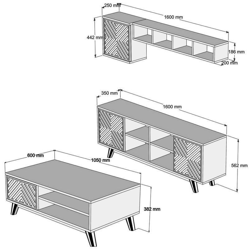 Casa si Gradina - Mobilier - Seturi de mobilier - Seturi living - Set mobilier living, Hanah Home, pal melaminat, nuc si albastru, multiple piese - Infinity.ro