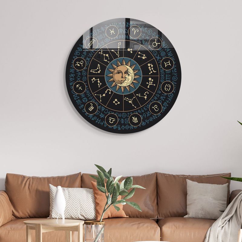 Casa si Gradina - Decoratiuni - Ceasuri - Tablou decorativ din sticla, Wallxpert, sticla temperata, multicolor, diametru 60 cm - Infinity.ro