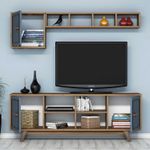 Casa si Gradina - Mobilier - Comode si corpuri - Console - Corp tv, Hanah Home, pal melaminat, nuc si albastru, 160x35x56.2 cm - Infinity.ro
