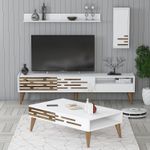 Casa si Gradina - Mobilier - Seturi de mobilier - Seturi living - Set mobilier living, Hanah Home, pal melaminat, alb - Infinity.ro
