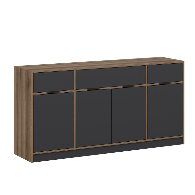 Casa si Gradina - Mobilier - Comode si corpuri - Console - Consola, Hanah Home, pal melaminat, nuc si antracit, 180x45x90 cm - Infinity.ro