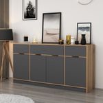 Casa si Gradina - Mobilier - Comode si corpuri - Console - Consola, Hanah Home, pal melaminat, nuc si antracit, 180x45x90 cm - Infinity.ro