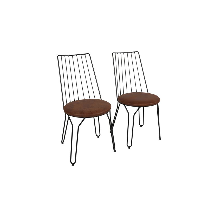 Casa si Gradina - Mobilier - Scaune si fotolii - Scaune - Set scaune, Hanah Home, metal, piele artificiala, negru, 44x44x84 cm - Infinity.ro