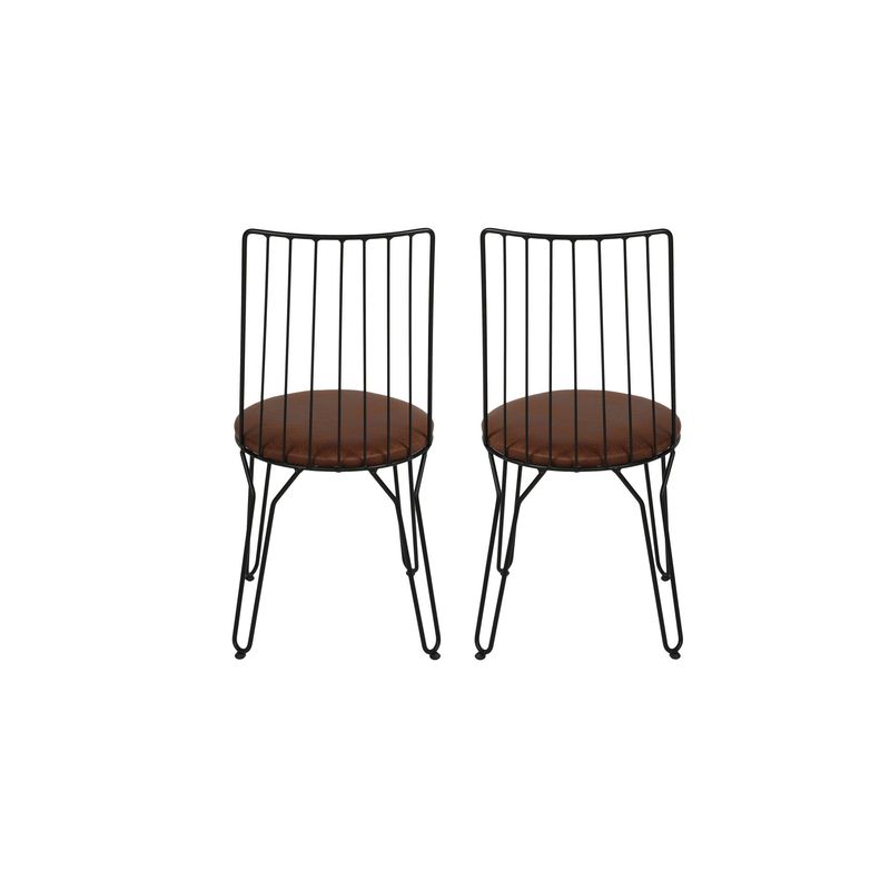 Casa si Gradina - Mobilier - Scaune si fotolii - Scaune - Set scaune, Hanah Home, metal, piele artificiala, negru, 44x44x84 cm - Infinity.ro
