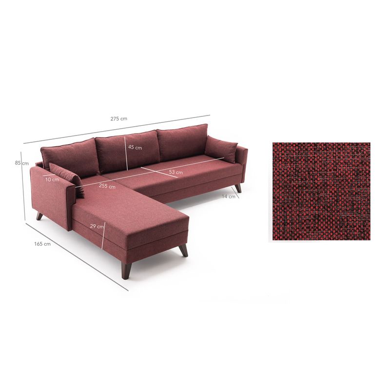 Casa si Gradina - Mobilier - Canapele si coltare - Coltare - Coltar, Atelier Del Sofa, lemn si mdf, rosu bordo, 275x165x85 cm - Infinity.ro