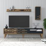 Casa si Gradina - Mobilier - Comode si corpuri - Comode - Comoda tv, Hanah Home, pal melaminat, nuc si antracit, 180x45x35 cm, 845HCT5342 - Infinity.ro
