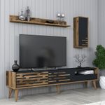 Casa si Gradina - Mobilier - Comode si corpuri - Comode - Comoda tv, Hanah Home, pal melaminat, nuc si antracit, 180x45x35 cm, 845HCT5342 - Infinity.ro