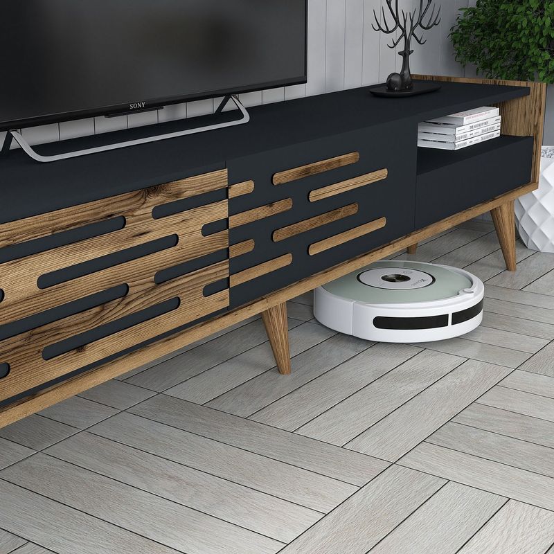 Casa si Gradina - Mobilier - Comode si corpuri - Comode - Comoda tv, Hanah Home, pal melaminat, nuc si antracit, 180x45x35 cm, 845HCT5342 - Infinity.ro