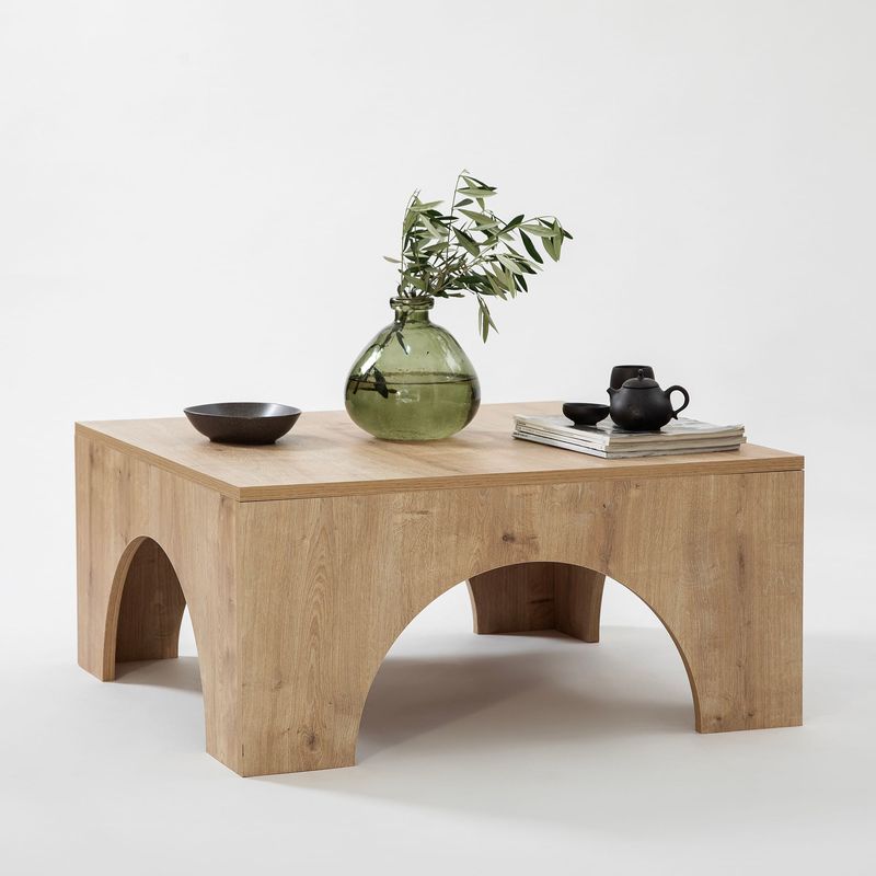 Casa si Gradina - Mobilier - Mese si birouri - Masute de cafea - Masuta de cafea, Hanah Home, pal melaminat, stejar, 80x80x37 cm - Infinity.ro