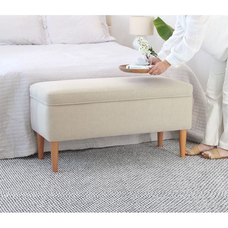 Casa si Gradina - Mobilier - Organizare si depozitare - Bancute - Bancuta cu spatiu de depozitare, Atelier Del Sofa, bumbac si in, crem, 100x50x43 cm - Infinity.ro