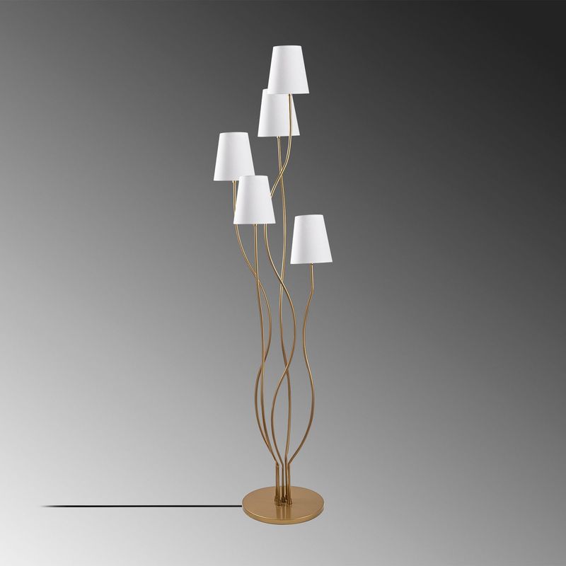 Casa si Gradina - Corpuri si surse de iluminat - Veioze si lampi - Lampadare - Lampadar, Opviq, metal, auriu alb, 44x44x160 cm - Infinity.ro