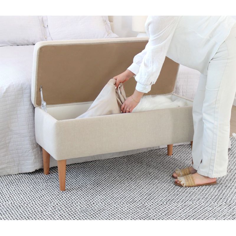 Casa si Gradina - Mobilier - Organizare si depozitare - Bancute - Bancuta cu spatiu de depozitare, Atelier Del Sofa, bumbac si in, crem, 100x50x43 cm - Infinity.ro