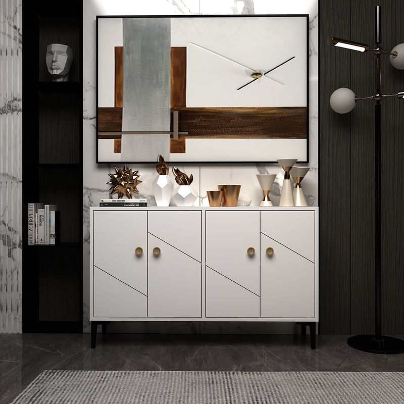 Casa si Gradina - Mobilier - Comode si corpuri - Comode - Comoda tv, Hanah Home, pal melaminat, alb, 120x30x75 cm, 327ODS1138 - Infinity.ro