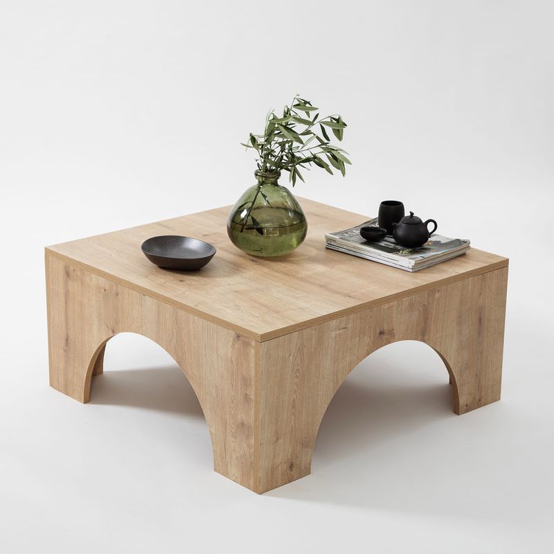Casa si Gradina - Mobilier - Mese si birouri - Masute de cafea - Masuta de cafea, Hanah Home, pal melaminat, stejar, 80x80x37 cm - Infinity.ro
