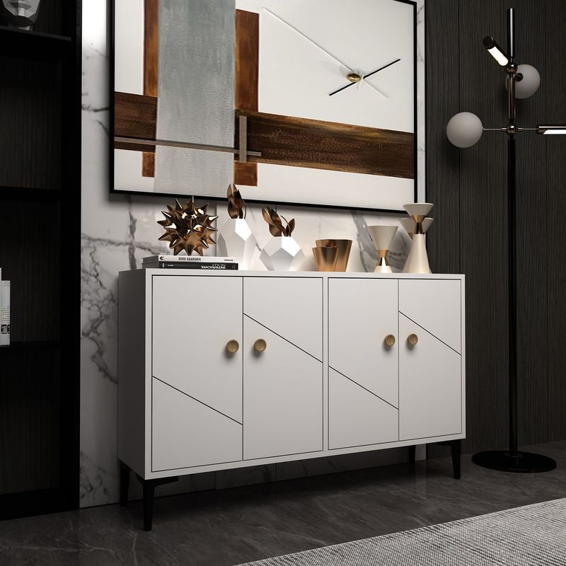 Casa si Gradina - Mobilier - Comode si corpuri - Comode - Comoda tv, Hanah Home, pal melaminat, alb, 120x30x75 cm, 327ODS1138 - Infinity.ro