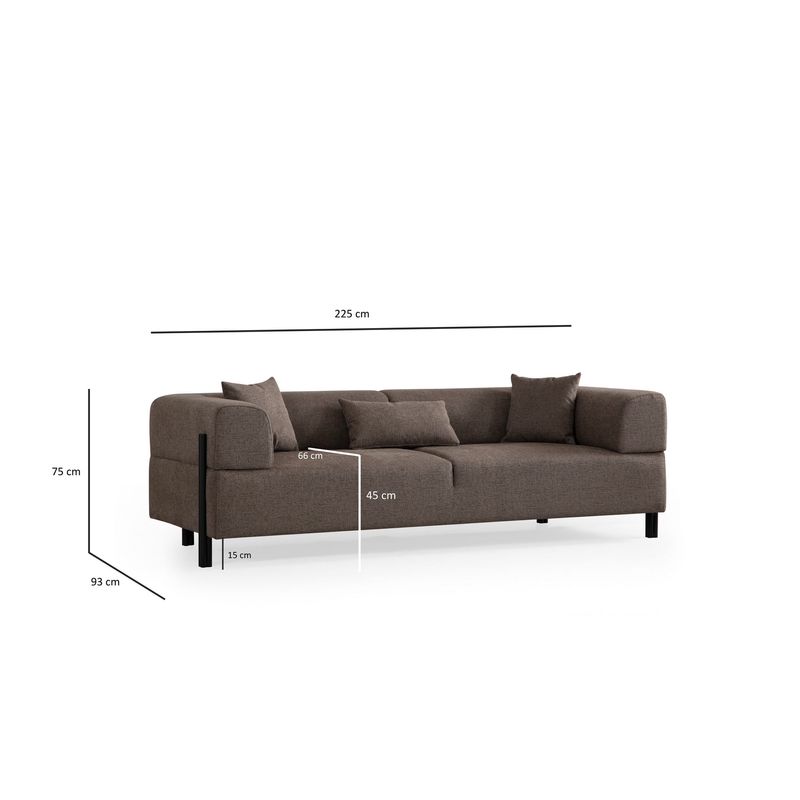 Casa si Gradina - Mobilier - Canapele si coltare - Canapele - Canapea 3 locuri, Hanah Home, lemn fag si pal, maro, 225x93x75 cm - Infinity.ro