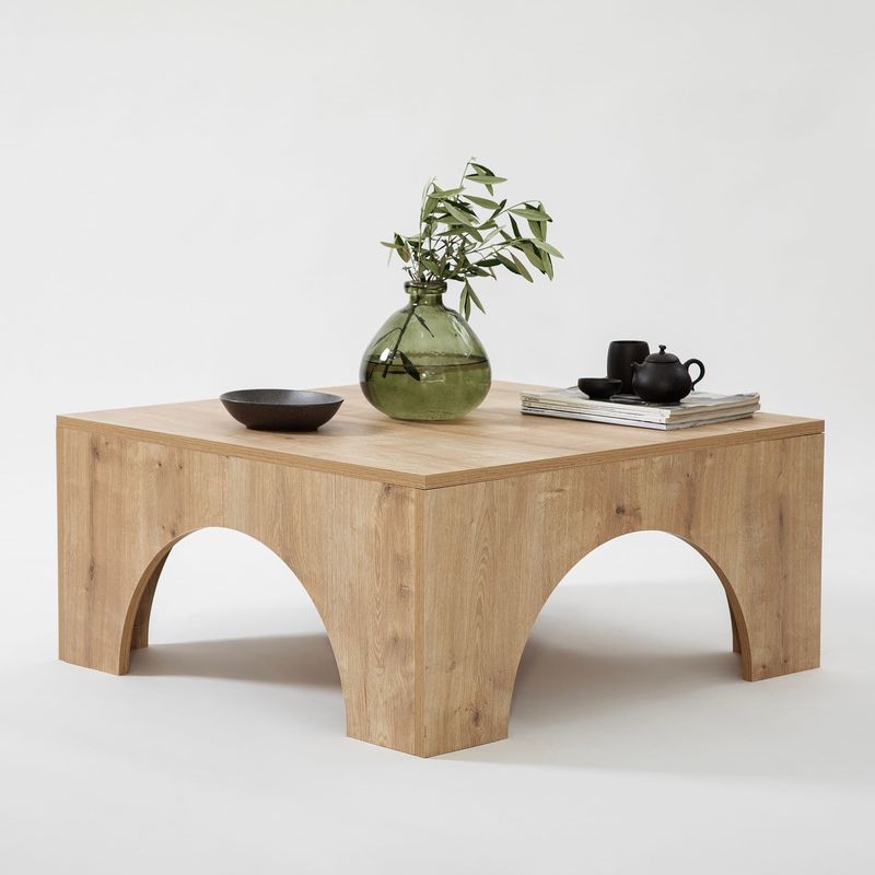 Casa si Gradina - Mobilier - Mese si birouri - Masute de cafea - Masuta de cafea, Hanah Home, pal melaminat, stejar, 80x80x37 cm - Infinity.ro