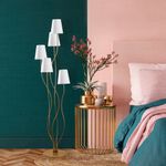 Casa si Gradina - Corpuri si surse de iluminat - Veioze si lampi - Lampadare - Lampadar, Opviq, metal, auriu alb, 44x44x160 cm - Infinity.ro