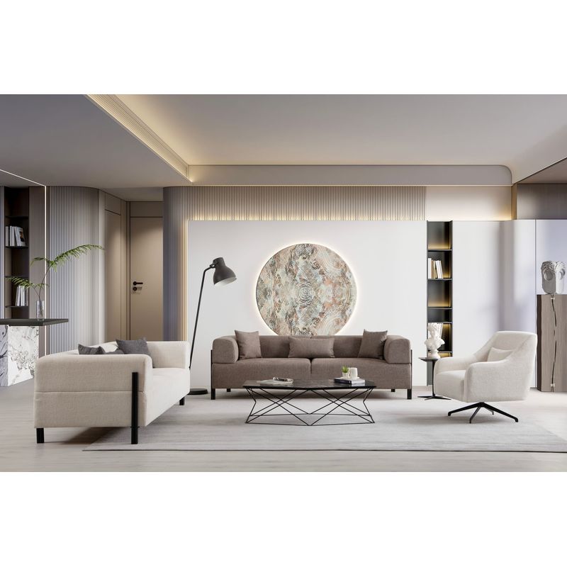 Casa si Gradina - Mobilier - Canapele si coltare - Canapele - Canapea 3 locuri, Hanah Home, lemn fag si pal, maro, 225x93x75 cm - Infinity.ro