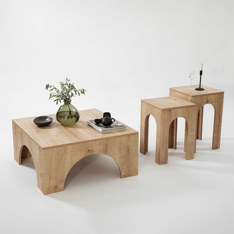Casa si Gradina - Mobilier - Mese si birouri - Masute de cafea - Masuta de cafea, Hanah Home, pal melaminat, stejar, 80x80x37 cm - Infinity.ro