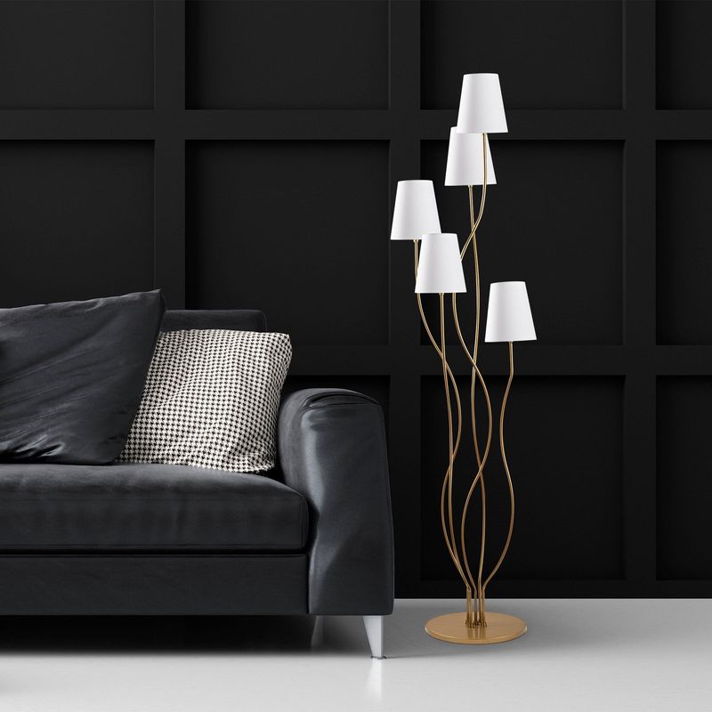 Casa si Gradina - Corpuri si surse de iluminat - Veioze si lampi - Lampadare - Lampadar, Opviq, metal, auriu alb, 44x44x160 cm - Infinity.ro