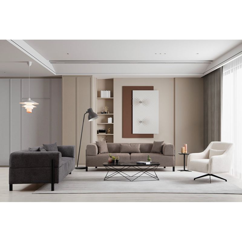 Casa si Gradina - Mobilier - Canapele si coltare - Canapele - Canapea 3 locuri, Hanah Home, lemn fag si pal, maro, 225x93x75 cm - Infinity.ro