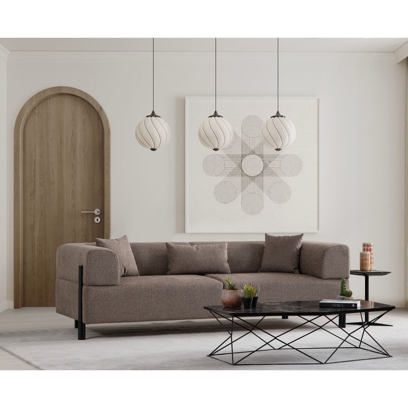 Casa si Gradina - Mobilier - Canapele si coltare - Canapele - Canapea 3 locuri, Hanah Home, lemn fag si pal, maro, 225x93x75 cm - Infinity.ro