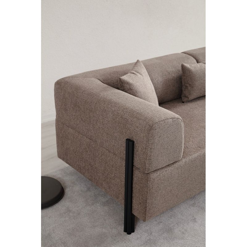 Casa si Gradina - Mobilier - Canapele si coltare - Canapele - Canapea 3 locuri, Hanah Home, lemn fag si pal, maro, 225x93x75 cm - Infinity.ro