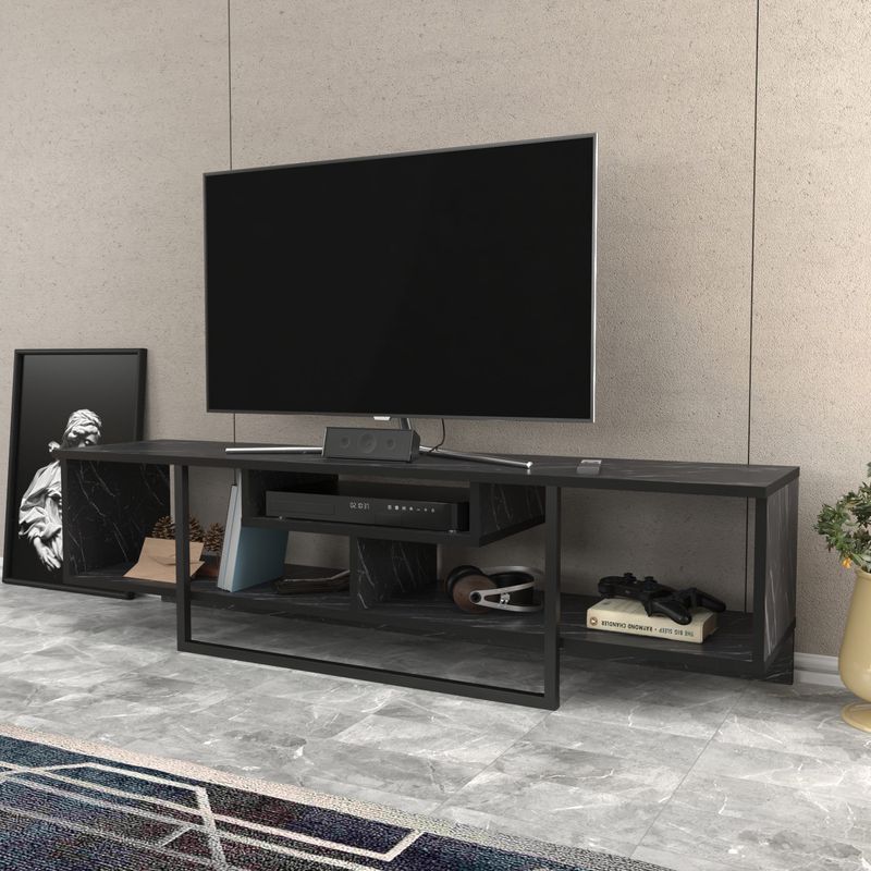 Casa si Gradina - Mobilier - Comode si corpuri - Comode - Comoda tv, Hanah Home, pal melaminat, negru, 150x35.2x40 cm - Infinity.ro