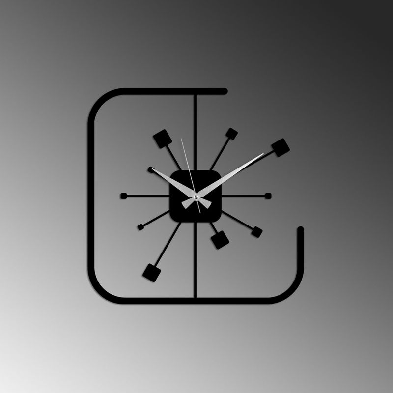 Casa si Gradina - Decoratiuni - Ceasuri - Ceas de perete decorativ, Wallxpert, metal, negru, 49x49 cm, 891TNL2440 - Infinity.ro