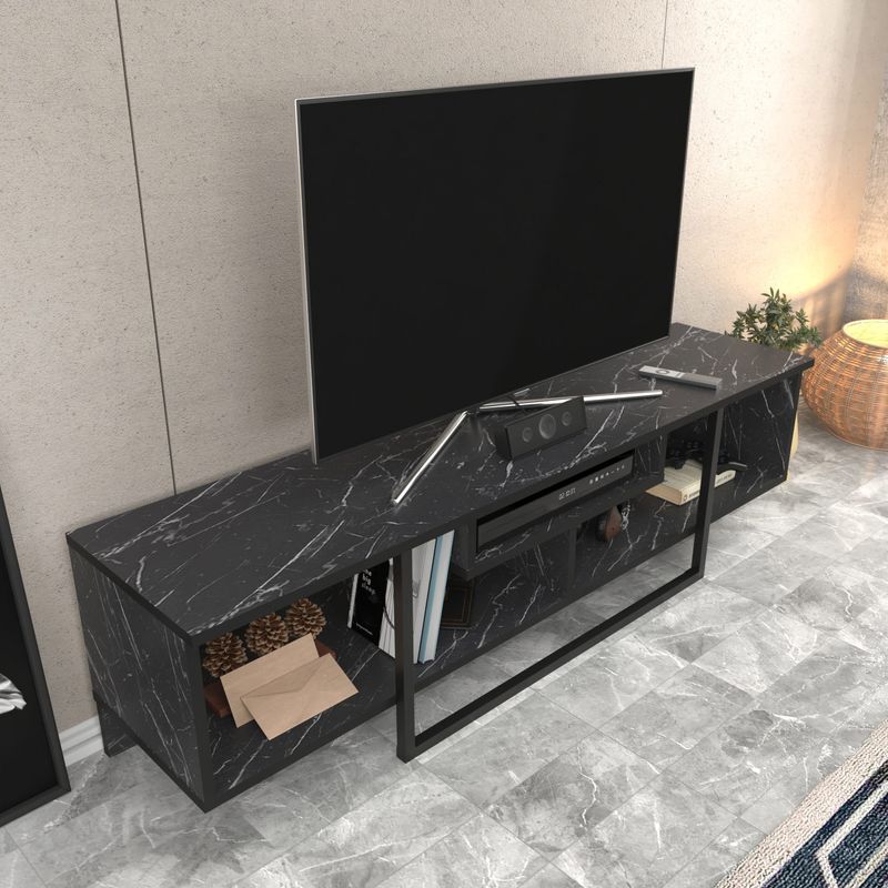 Casa si Gradina - Mobilier - Comode si corpuri - Comode - Comoda tv, Hanah Home, pal melaminat, negru, 150x35.2x40 cm - Infinity.ro