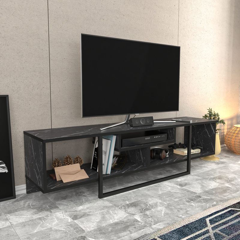 Casa si Gradina - Mobilier - Comode si corpuri - Comode - Comoda tv, Hanah Home, pal melaminat, negru, 150x35.2x40 cm - Infinity.ro