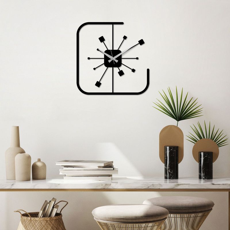 Casa si Gradina - Decoratiuni - Ceasuri - Ceas de perete decorativ, Wallxpert, metal, negru, 49x49 cm, 891TNL2440 - Infinity.ro