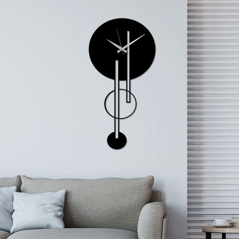 Casa si Gradina - Decoratiuni - Ceasuri - Ceas de perete decorativ, Wallxpert, metal, negru, 96x49 cm - Infinity.ro