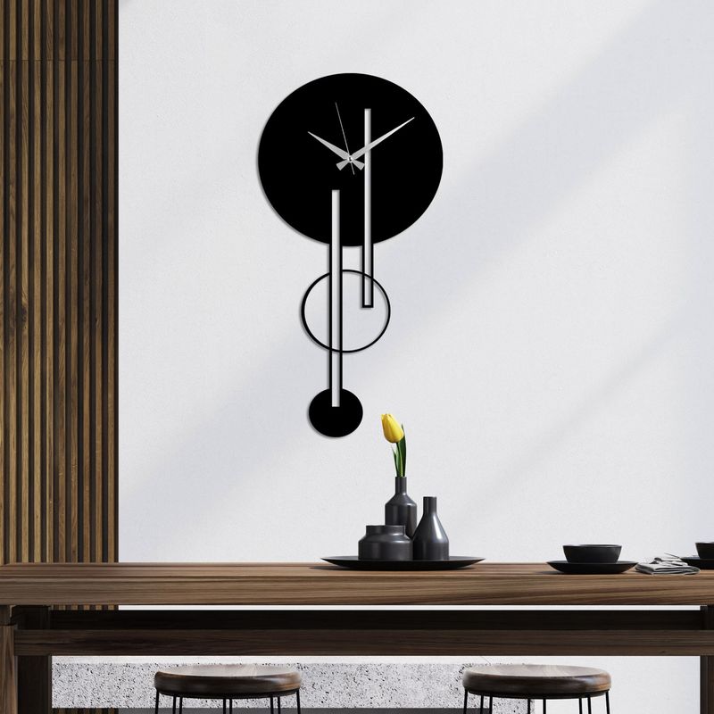 Casa si Gradina - Decoratiuni - Ceasuri - Ceas de perete decorativ, Wallxpert, metal, negru, 96x49 cm - Infinity.ro