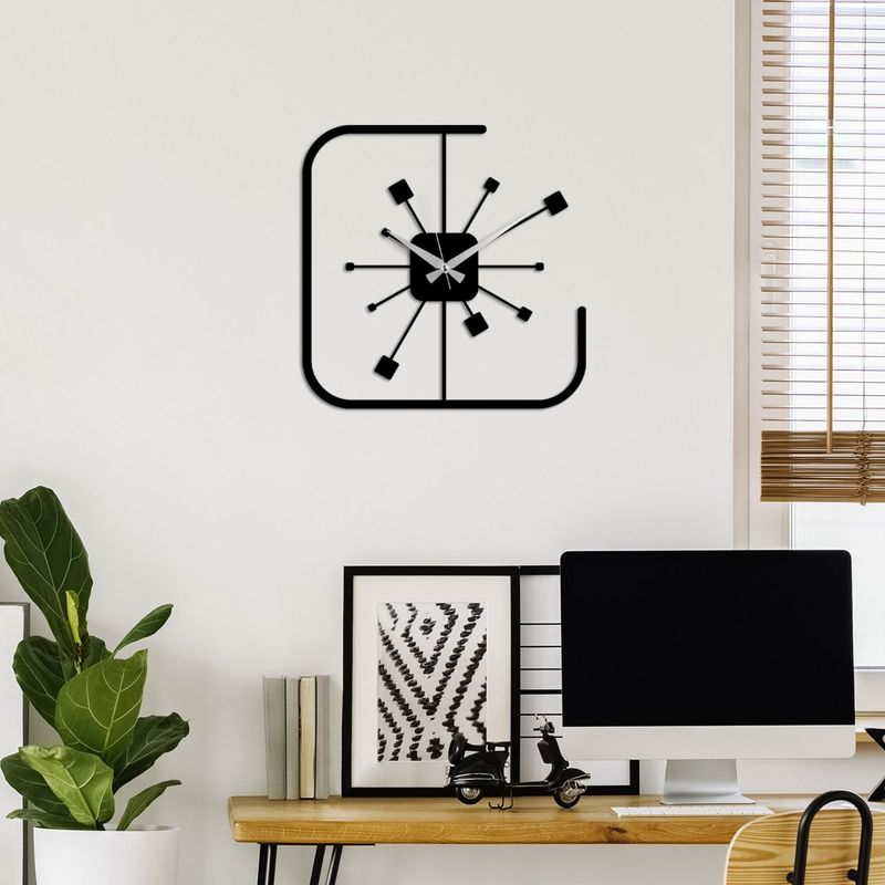 Casa si Gradina - Decoratiuni - Ceasuri - Ceas de perete decorativ, Wallxpert, metal, negru, 49x49 cm, 891TNL2440 - Infinity.ro