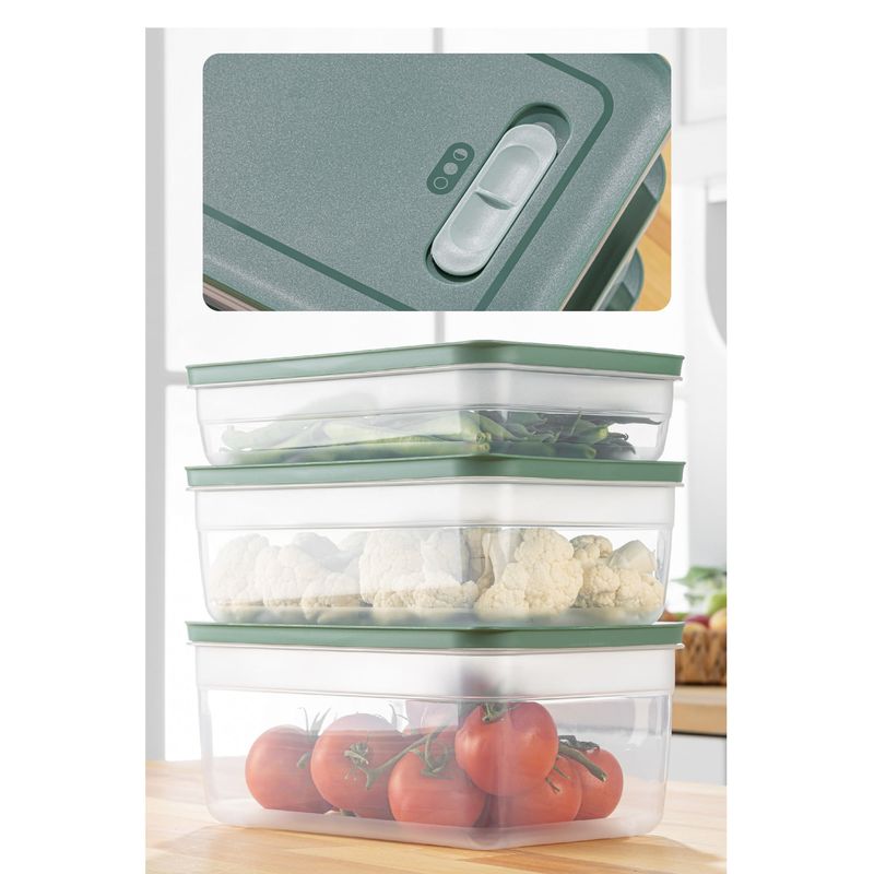 Casa si Gradina - Bucatarie si vesela - Organizare si depozitare bucatarie - Cutii alimentare - Set cutii de depozitare, Hermia, plastic, verde, 18,5x28,5x7/10/13 cm, 3 piese - Infinity.ro