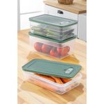 Casa si Gradina - Bucatarie si vesela - Organizare si depozitare bucatarie - Cutii alimentare - Set cutii de depozitare, Hermia, plastic, verde, 18,5x28,5x7/10/13 cm, 3 piese - Infinity.ro