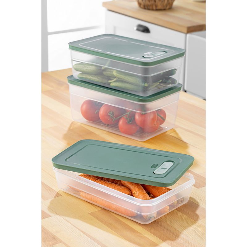 Casa si Gradina - Bucatarie si vesela - Organizare si depozitare bucatarie - Cutii alimentare - Set cutii de depozitare, Hermia, plastic, verde, 18,5x28,5x7/10/13 cm, 3 piese - Infinity.ro