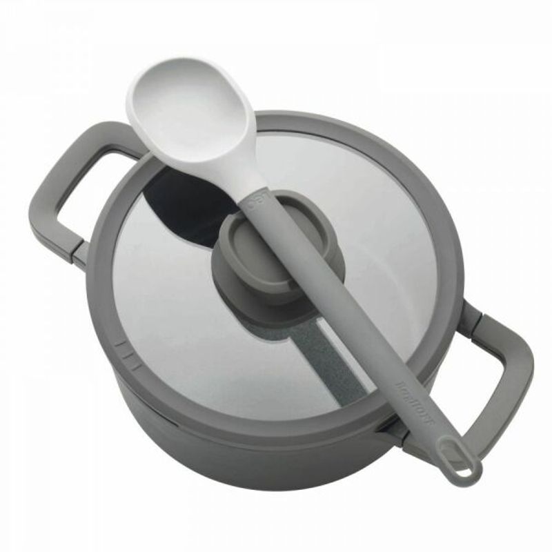 Casa si Gradina - Bucatarie si vesela - Vase pentru gatit - Oale si cratite - Cratita Stone, 18 cm, 2.1L, capac, maner lung, Aluminiu, Sticla, Negru - Infinity.ro