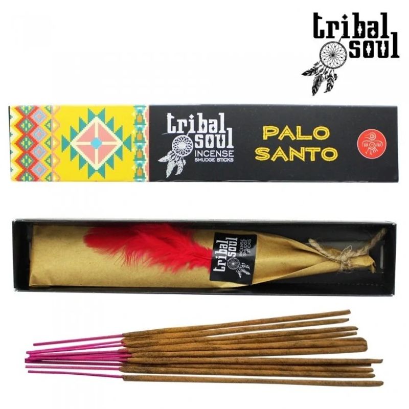 Casa si Gradina - Decoratiuni - Aromaterapie si lumanari - Odorizante camera - Set palo santo, salvie alba, betisoare parfumate Tribal soul 15g, suport betisoare Buddha - Infinity.ro