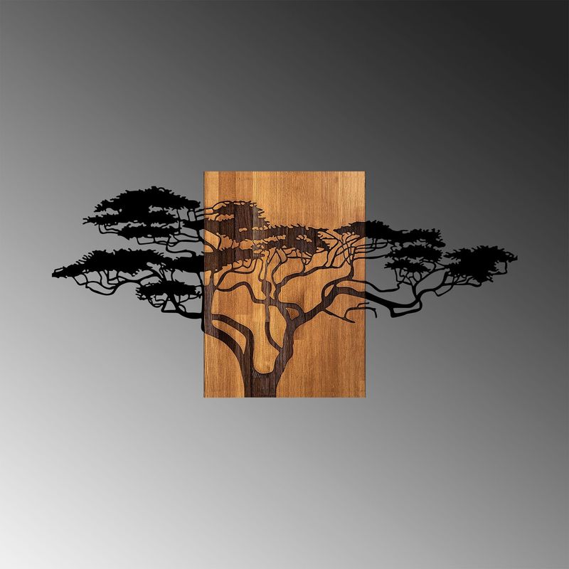 Casa si Gradina - Decoratiuni - Decoratiuni perete - Accesoriu decorativ de perete, Wallxpert, lemn si metal, negru si nuc, 144x3x70 cm - Infinity.ro