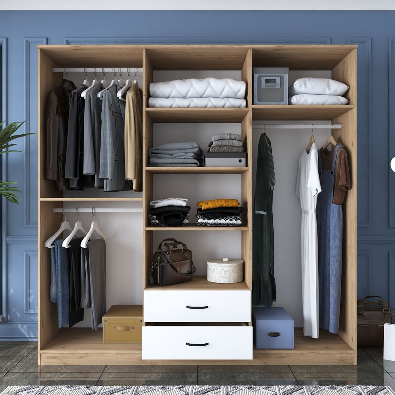 Casa si Gradina - Mobilier - Dulapuri si sifoniere - Sifoniere - Sifonier, Hanah Home, pal melaminat, nuc si alb, 210x210x51.5 cm, 893RAN5405 - Infinity.ro