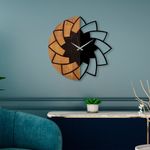 Casa si Gradina - Decoratiuni - Ceasuri - Ceas de perete decorativ, Wallxpert, lemn, nuc si negru, diametru 56 cm, 539TNL1178 - Infinity.ro