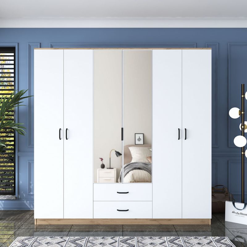 Casa si Gradina - Mobilier - Dulapuri si sifoniere - Sifoniere - Sifonier, Hanah Home, pal melaminat, nuc si alb, 210x210x51.5 cm, 893RAN5405 - Infinity.ro