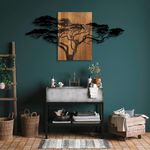 Casa si Gradina - Decoratiuni - Decoratiuni perete - Accesoriu decorativ de perete, Wallxpert, lemn si metal, negru si nuc, 144x3x70 cm - Infinity.ro