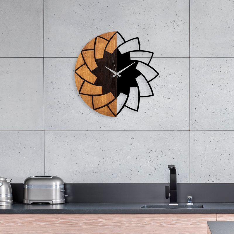 Casa si Gradina - Decoratiuni - Ceasuri - Ceas de perete decorativ, Wallxpert, lemn, nuc si negru, diametru 56 cm, 539TNL1178 - Infinity.ro