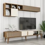 Casa si Gradina - Mobilier - Seturi de mobilier - Seturi living - Set mobilier living, Hanah Home, PAL melaminat, nuc crem, multiple piese - Infinity.ro